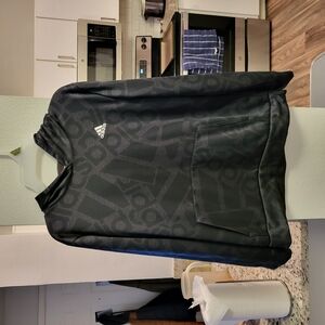 Adidas Black Hoodie with Logo Pattern